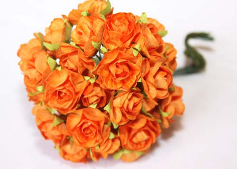 Fiesta Orange Miniature Paper Flowers(120 Flowers)
