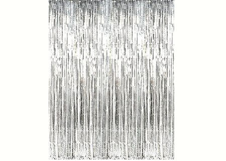 Sliver Metallic Foil Party Tassel Curtain Fringe Wall Decoration Hanging 3'x 8'