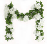 Artificial Hydrangea Flower Garland 6' White