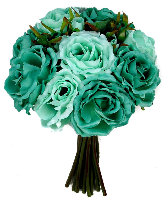 Rose Artificial Silk Flower Bouquet Celadon Mix