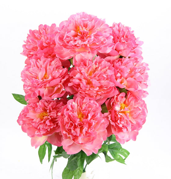 25 Inch Artificial Peony Silk Flower Bush 9 Heads Pink