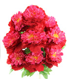 25 Inch Artificial Peony Silk Flower Bush 9 Heads Red with Beauty