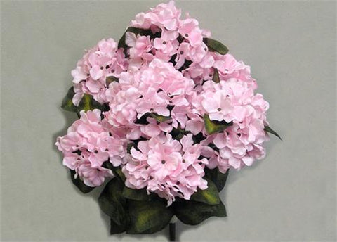 Satin Hydrangea Silk Flower Bush 7 Heads Light Pink 