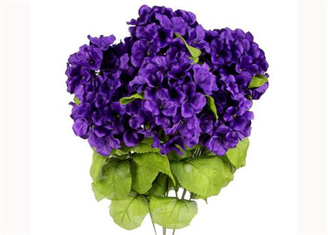 Satin Hydrangea Silk Flower Bush 7 Heads Purple 