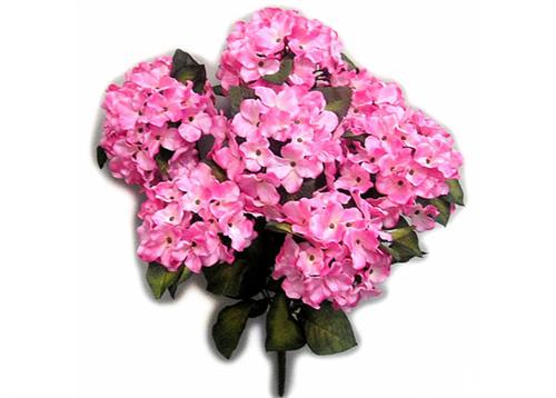 Satin Hydrangea Silk Flower Bush 7 Heads Pink 