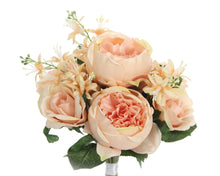  English Rose Silk Flower Bouquet Peach