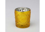 3 1/4" Round Gold Glass Candle Holder (12 Pieces)