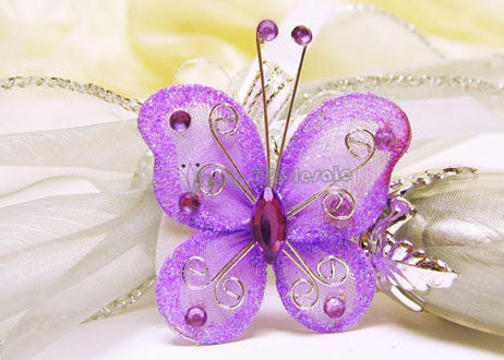 Rhinestone Organza Decorative Butterflies Lavender (50 Pieces)