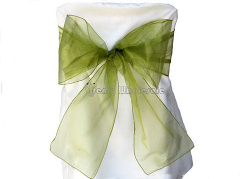 9 x 10 Ft Organza Chair Bows/Sashes Sage (12 pieces)