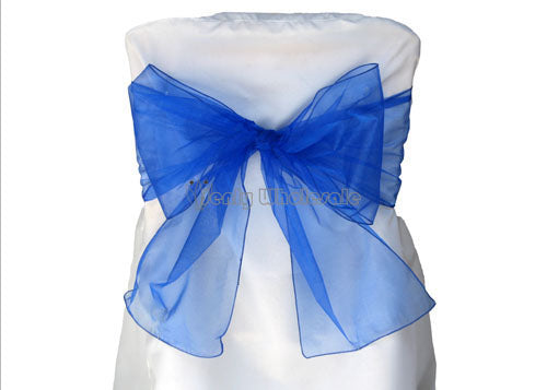 9 x 10 Ft Organza Chair Bows/Sashes Royal Blue (12 pieces)