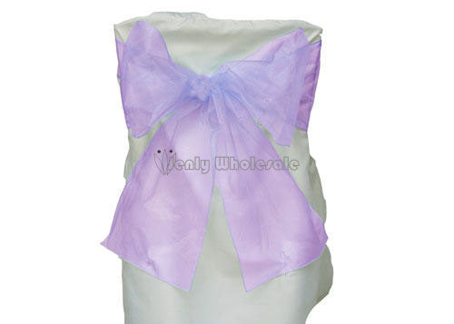 9 x 10 Ft Organza Chair Bows/Sashes Lavender (12 Pieces)