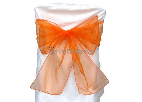 9 x 10 Ft Organza Chair Bows/Sashes Orange (12 pieces)