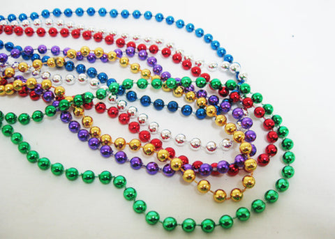 Mardi Gras Metallic Throw Beads Necklace Mix Colors (144 Pcs)