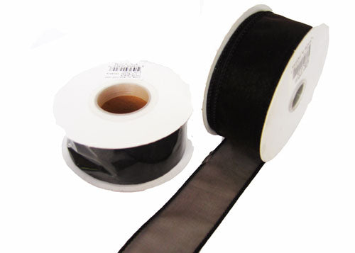 1-1/2" Organza Wired Ribbon Brown (10 Yards)