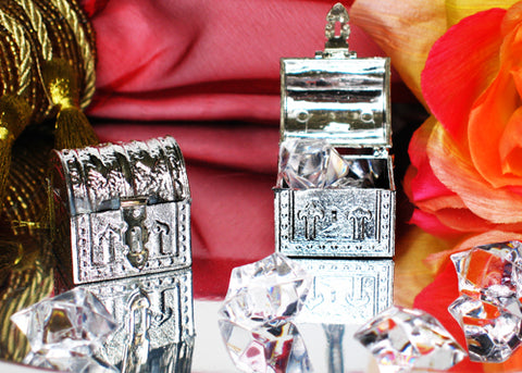 Plastic Chest Favor Box-Silver(12 pieces)