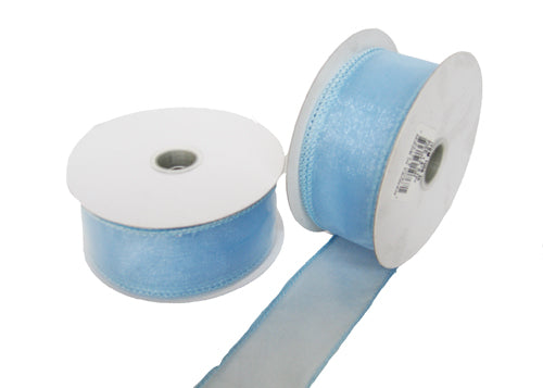 1-1/2" Organza Wired Ribbon Baby Blue (10 Yards)