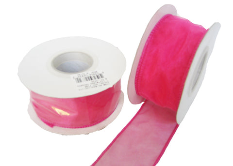 1-1/2" Organza Wired Ribbon Hot Pink (10 Yards)