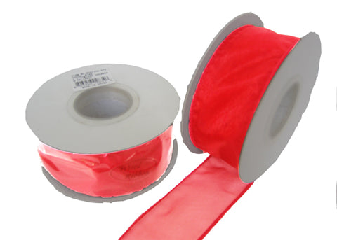 1-1/2" Organza Wired Ribbon Red (10 Yards)