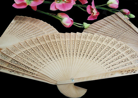 Scented Chinese Wooden Fan with Box (10 pcs)