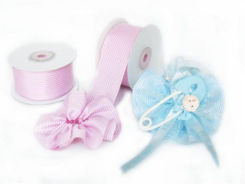 Pink Gingham 1-1/2" Capia Pull Bow Ribbon 10Yards 
