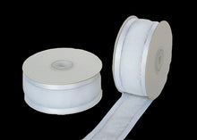  1-1/2" Satin Edge Organza Ribbon White with Silver Lines 25 Yards