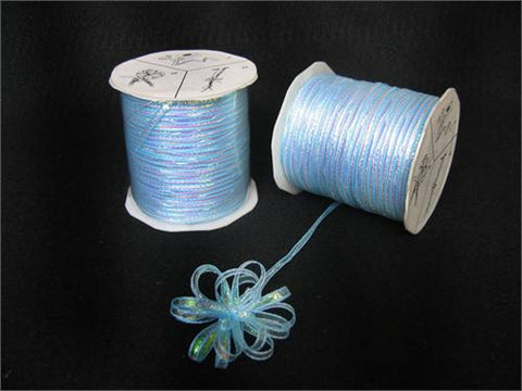 Iridescent Light Blue 4MM Pull Bow Ribbon 100 Yard