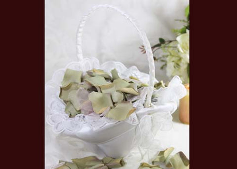 10" X 8" Oval Venetian Flower Girl Basket with Pearls Trim White