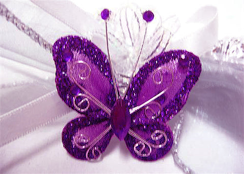 Rhinestone Organza Decorative Butterflies Purple (50 Pieces)