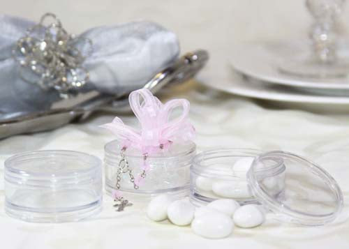 2'' Round Clear Plastic Favor Box with Lid - 12 Pieces