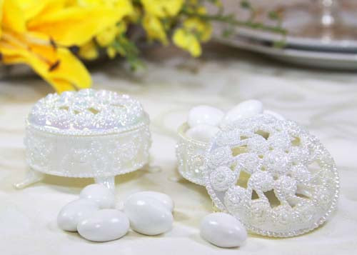 2.5 Plastic Trinket Box Iridescent White (12 Pieces)