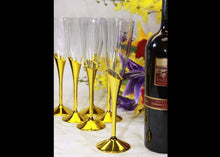  Plastic Champagne Flute With Gold Vase (12 Pieces)