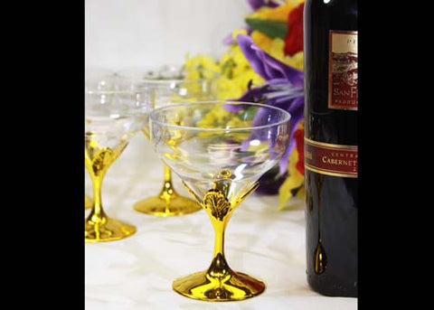 Plastic Goblets With Gold Vase (12 Pieces)