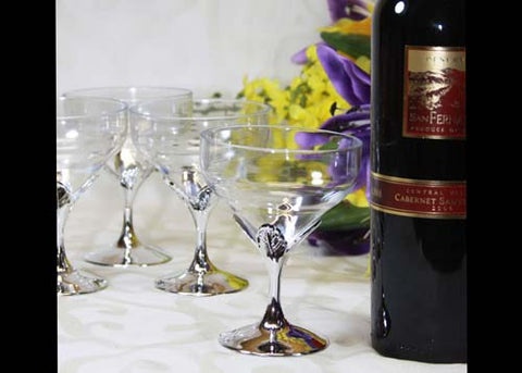 Plastic Goblets With Silver Vase (12 Pieces)