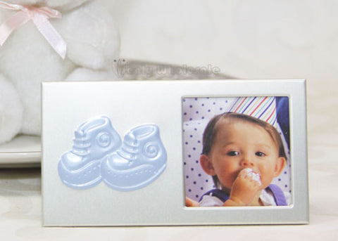 Baby Booties Plated Picture Frame Blue (12 Pieces)