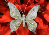 Glittering Nylon Decorative Butterflies Silver (12 pieces)