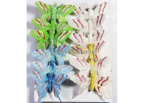 Mini Artificial Feather Butterflies 19 (12 Assorted Pieces)