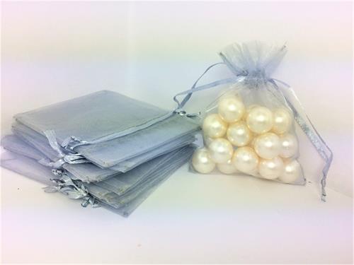 3 X 4 Silver Organza Bags (24 Pieces)