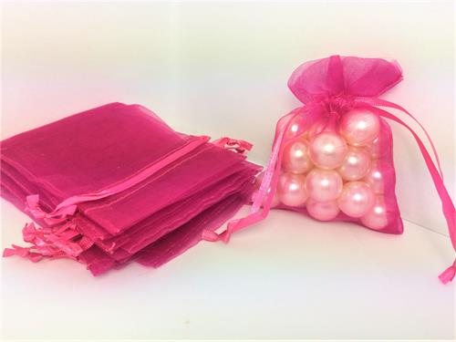 3 X 4 Fuchsia Organza Bags (24 Pieces)