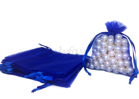 5" X 6-1/2" Royal Blue Organza Bags (24 Pieces)