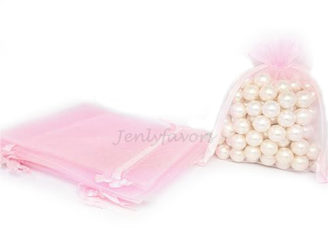 5" X 6-1/2" Pink Organza Bags (24 Pieces)