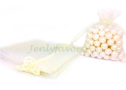 5" X 6-1/2" Ivory Organza Bags (24 Pieces)