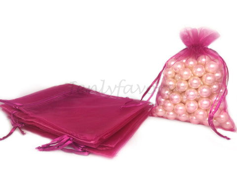 5" X 6-1/2" Hot Pink Organza Bags (24 Pieces)