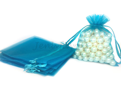 5" X 6-1/2" Turquoise Organza Bags (24 Pieces)