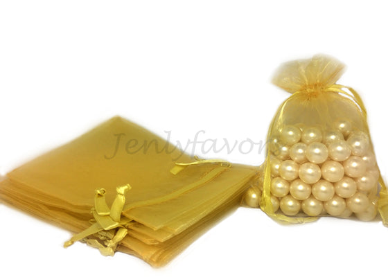 5" X 6-1/2 "Gold Organza Bags (24 Pieces)