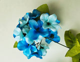 22 Inch X-Large Satin Artificial Hydrangea Silk Flower Bush 7 Heads Turquoise Aqua Mix