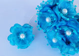 Organza and Satin Flower with Pearl Spray Turquoise(72 Flowers)