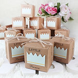 2" Cube Paper Favor Box with Blue Crown-50 Pieces