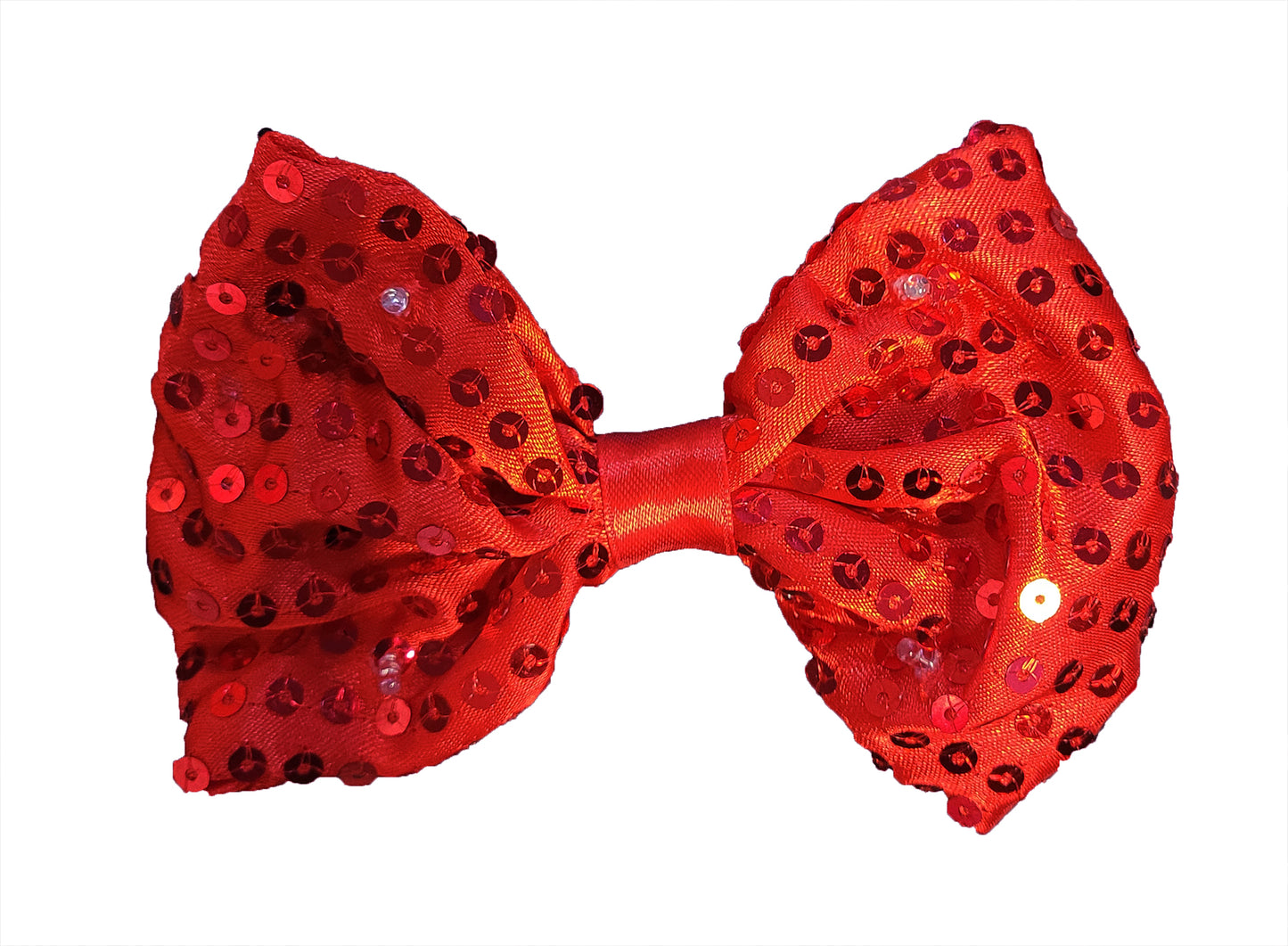 LED Light Up Sequin Bow Tie Red 1