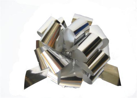 Large Metallic Silver Pull Bow (10 Pieces)