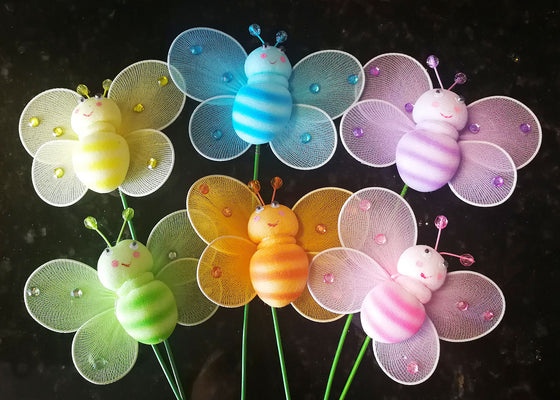 Nylon Bumble Bee Decoration With Stick (24 assorted pieces)